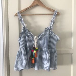Zara striped pom pom tank top